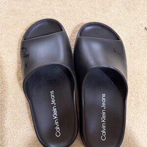 Calvin Klein Jeans Black Slide Sandals with Branded Insole